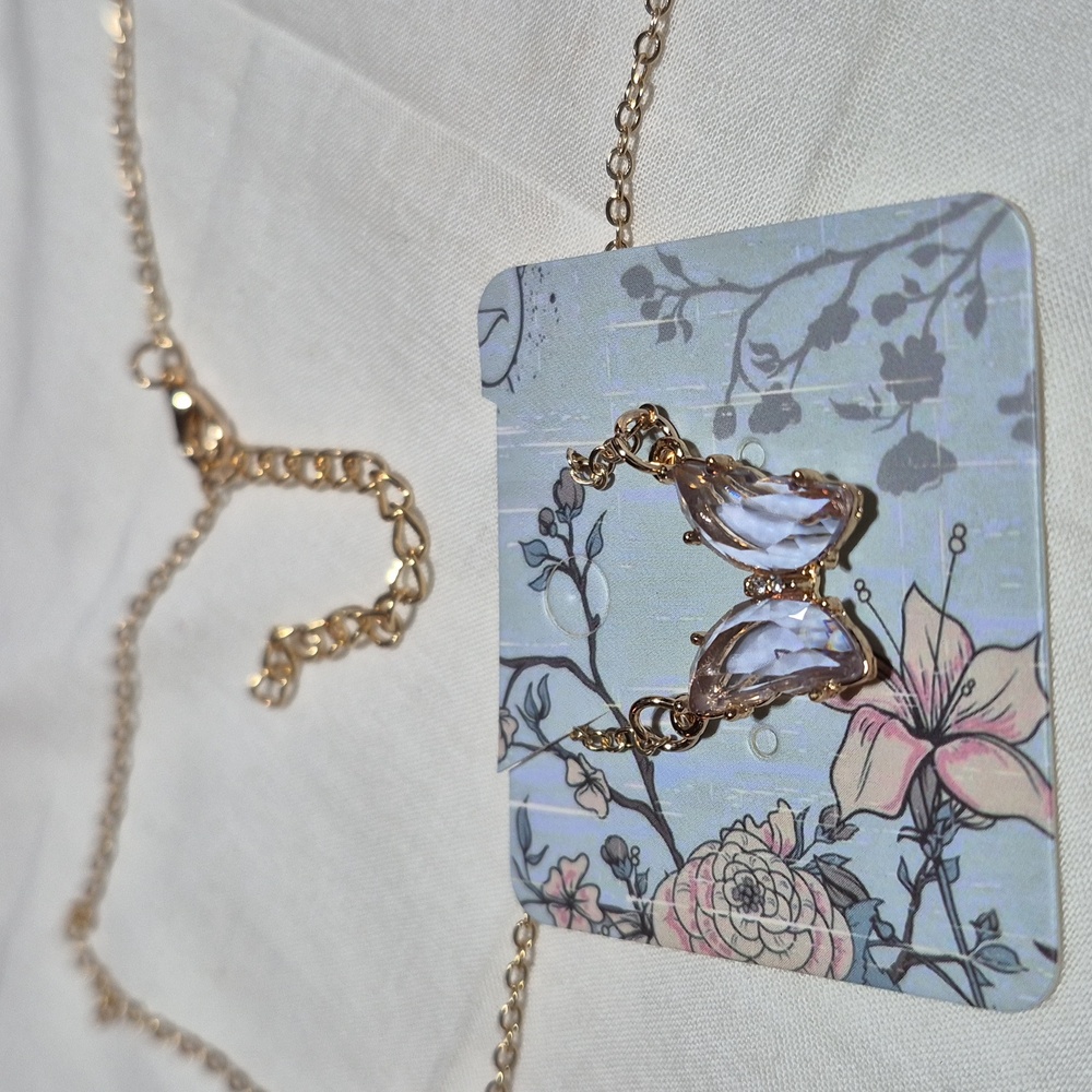 Elegant Goldtone Butterfly Necklace, New